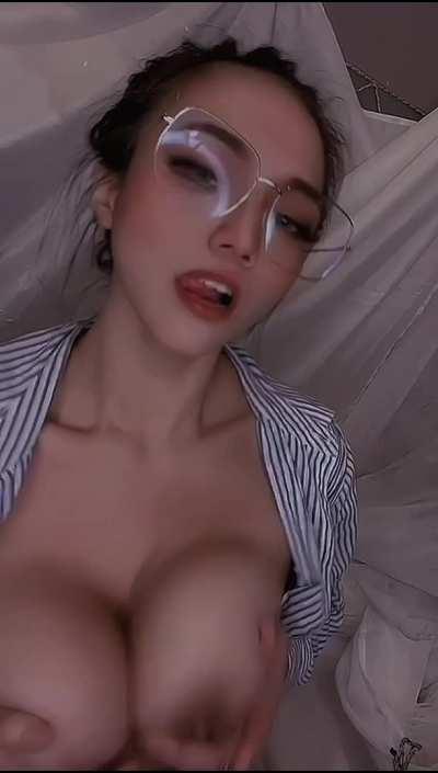 Would you cum on these boobs or glasses (OC)