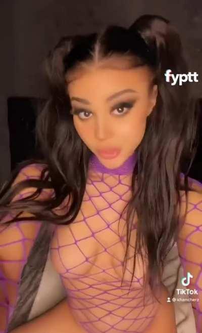 Damn she s way too sexy in her fishnet one piece